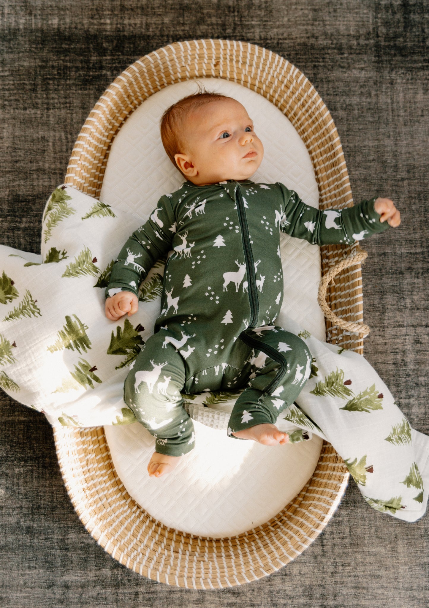 Bamboo Zippered Romper in Little Buck