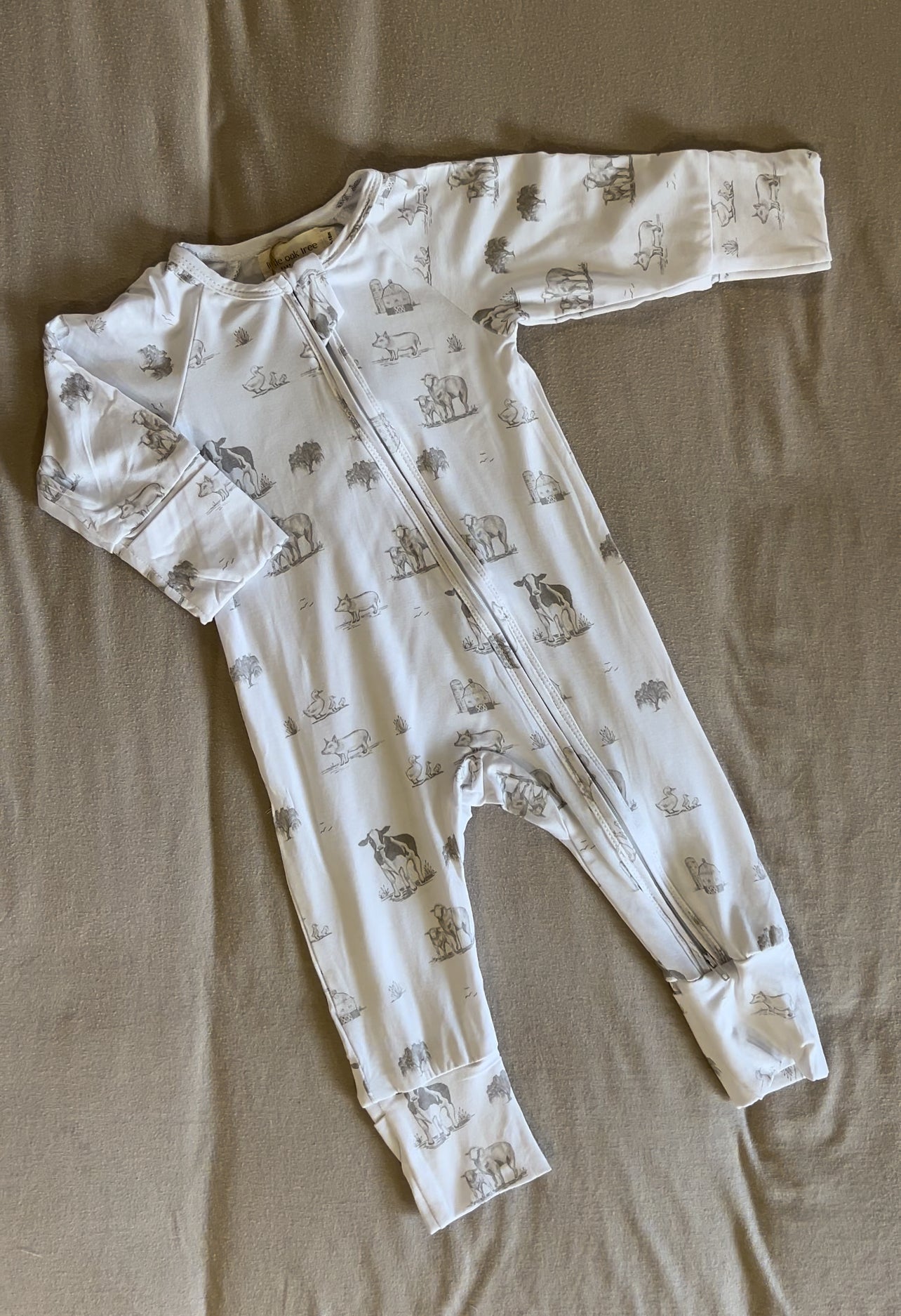 Bamboo Zippered Romper in Farm Print