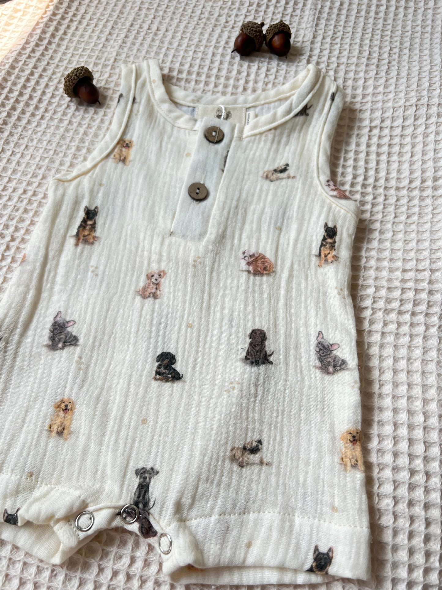 Puppy Print Muslin Romper
