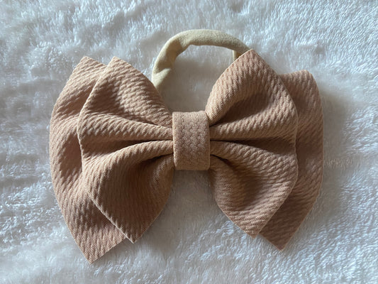 Large Nylon Bow-Mocha