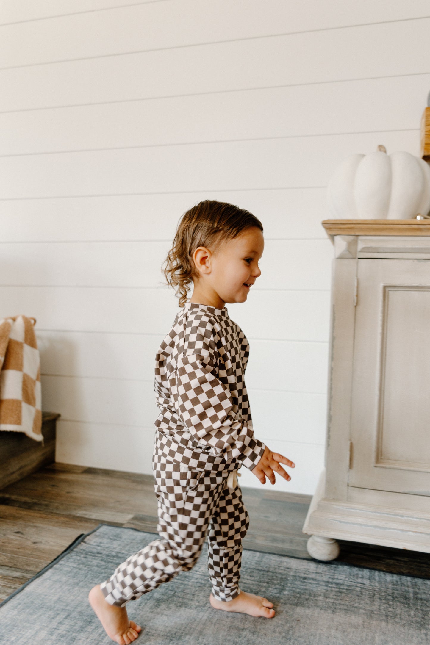 Jogger Set in Espresso Checks