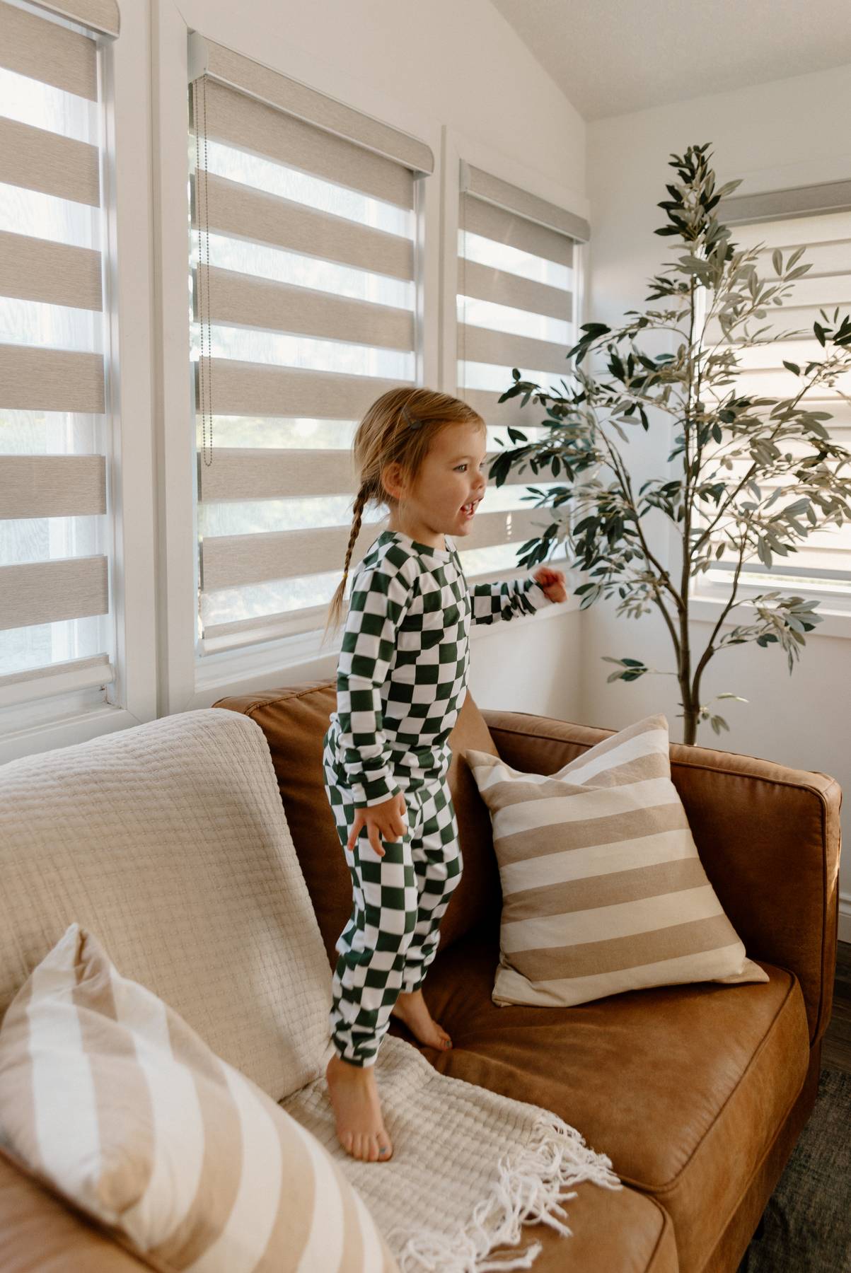 Bamboo Set in Evergreen Checks