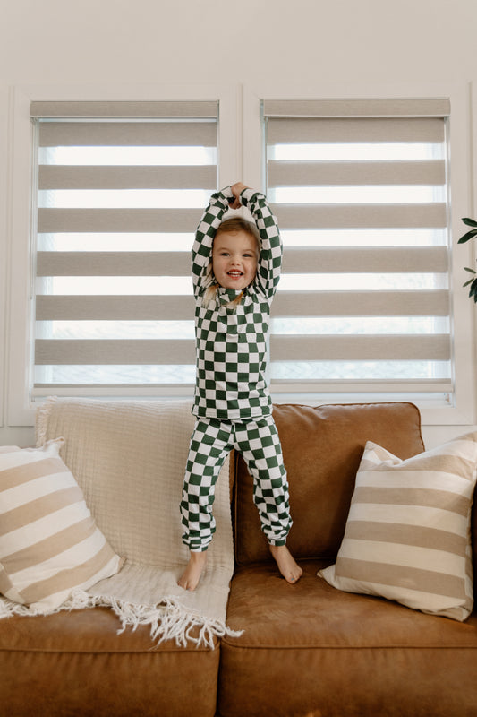 Bamboo Set in Evergreen Checks