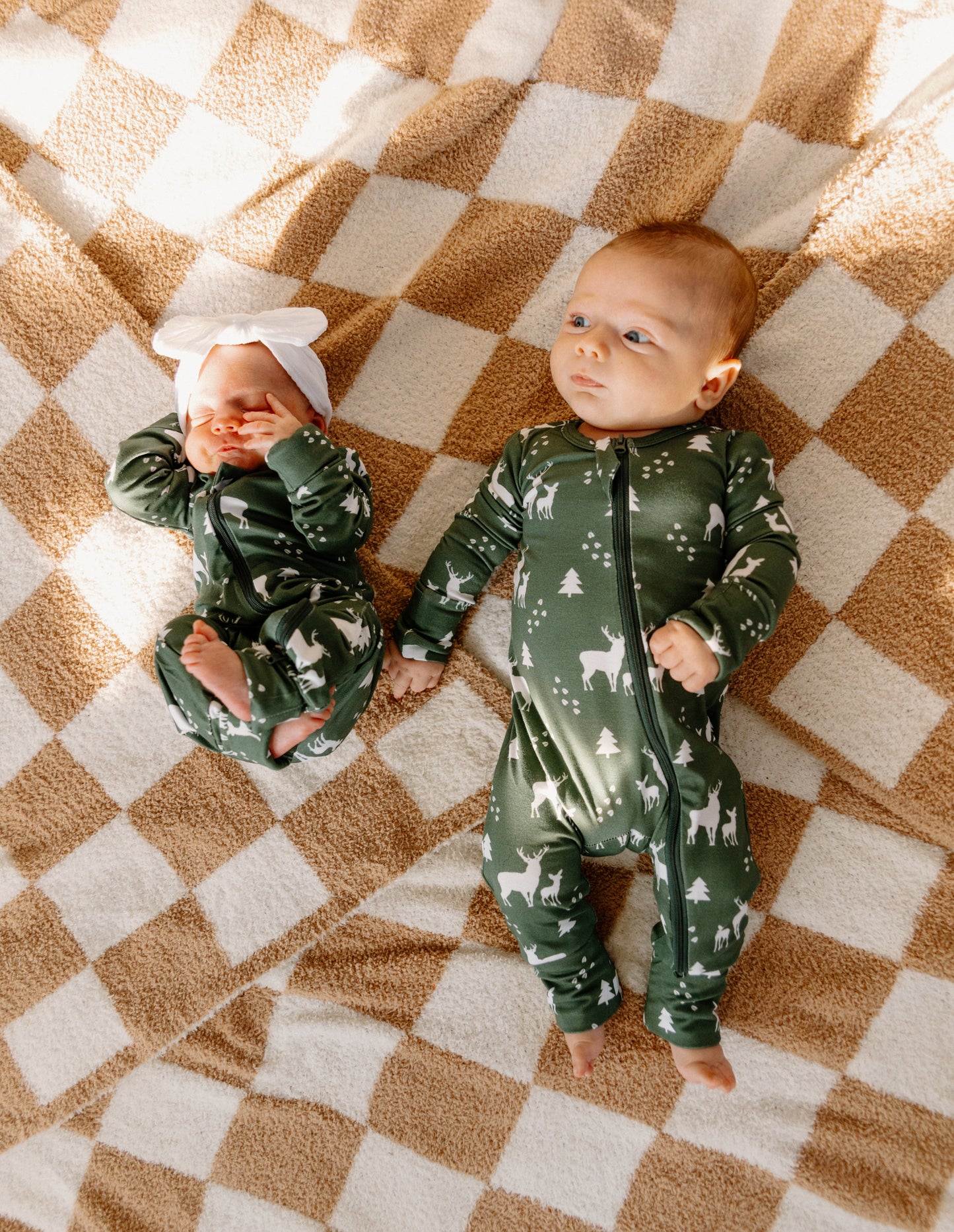 Bamboo Zippered Romper in Little Buck