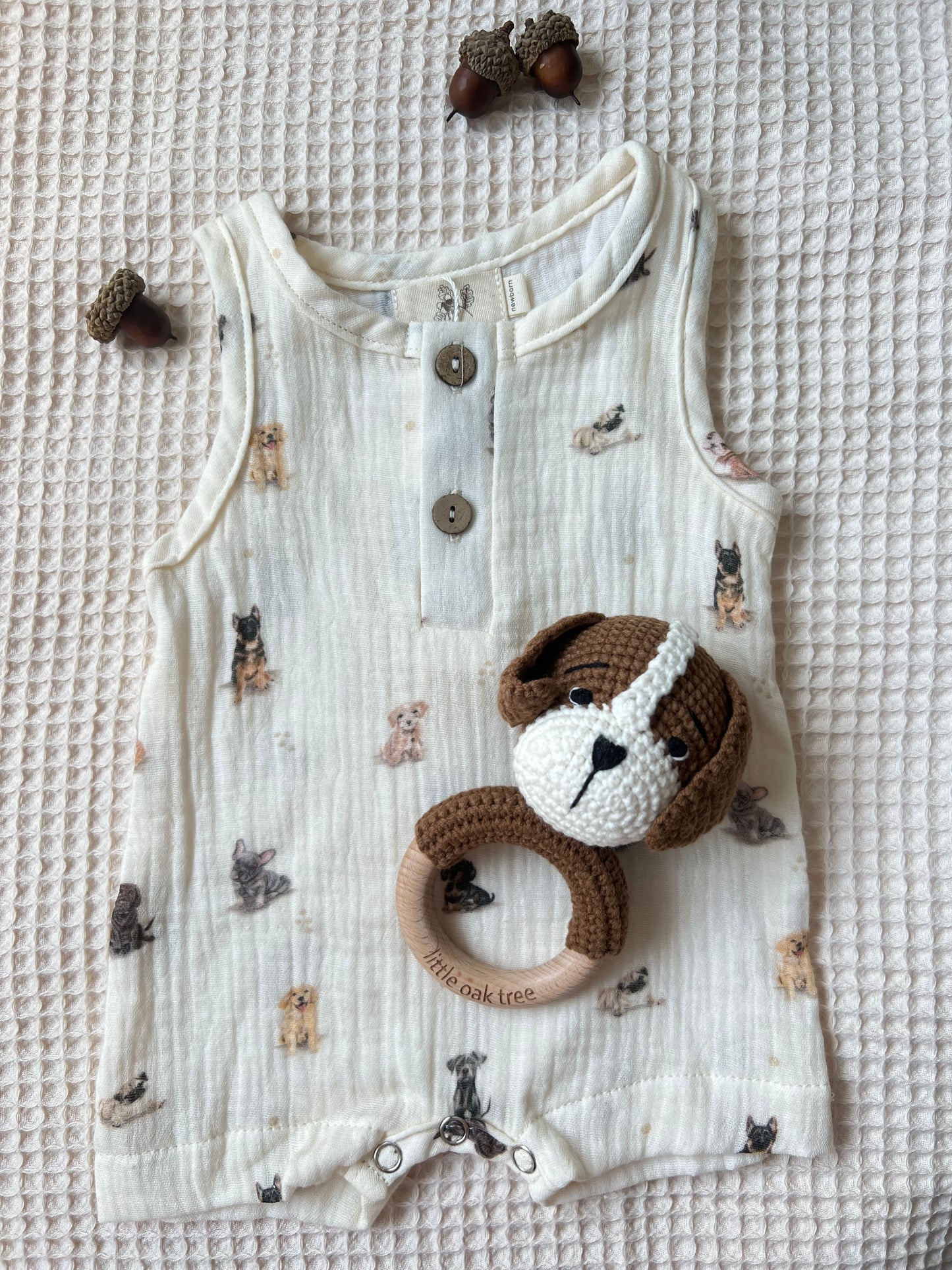 Puppy Print Muslin Romper