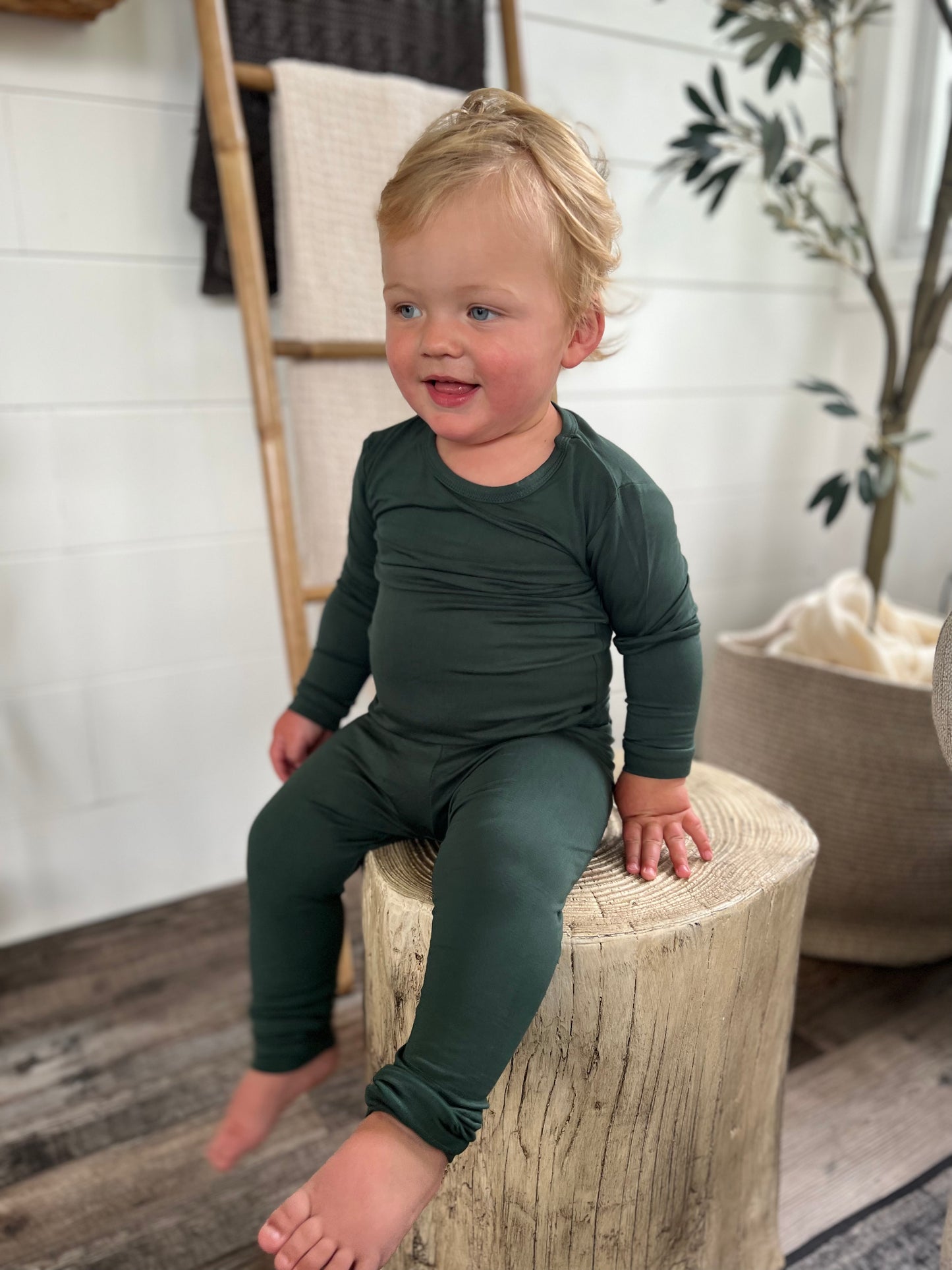 Toddler & Children Bamboo Pajama Set- Forest Green