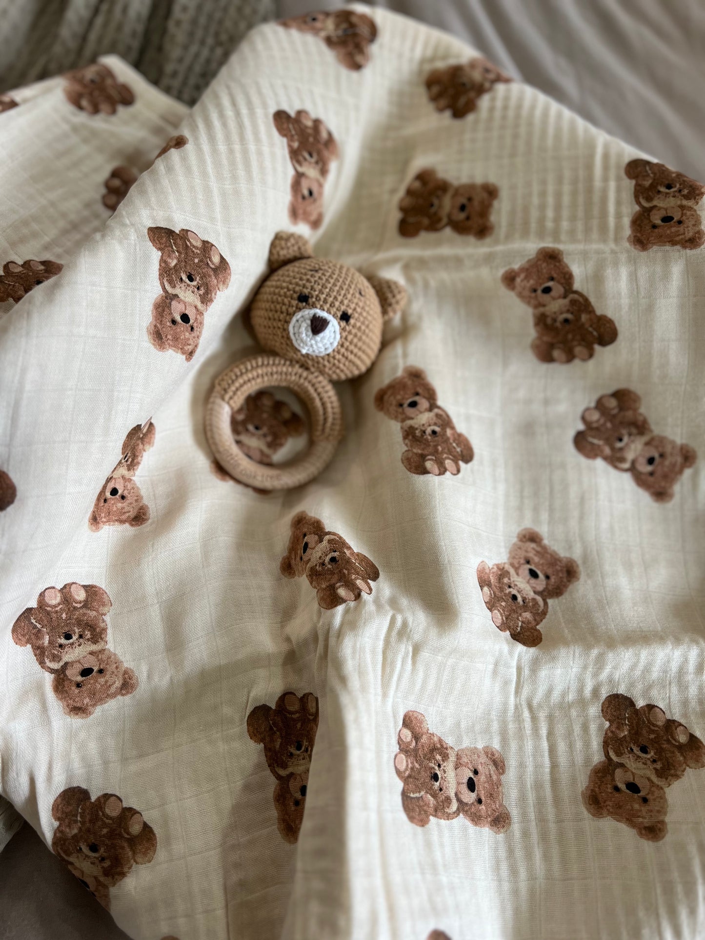 Waffle Blanket-Teddy Bear
