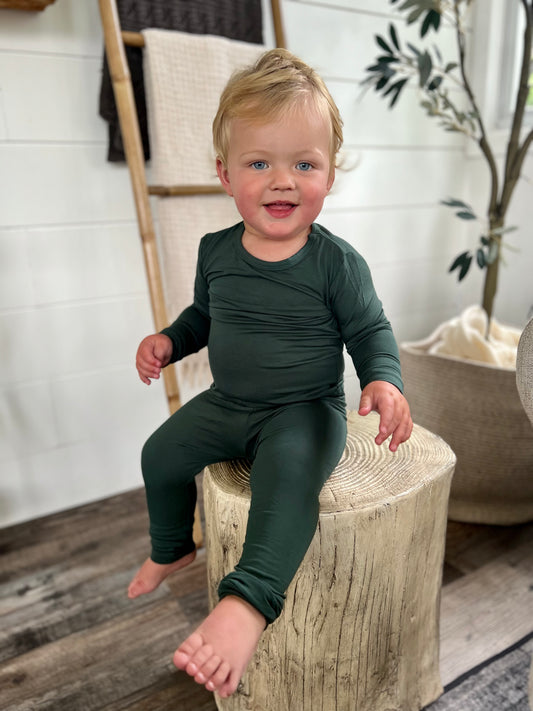 Toddler & Children Bamboo Pajama Set- Forest Green