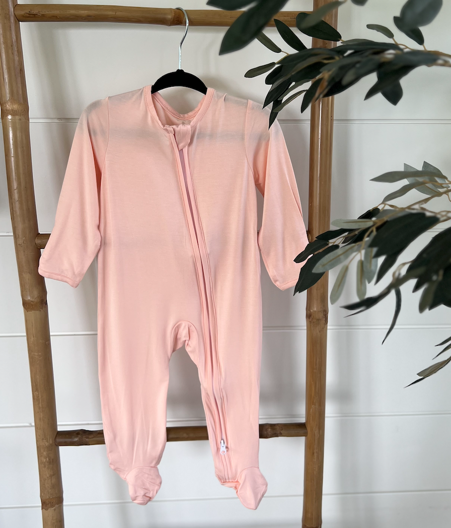 Bamboo Zippered Footies in Light Pink
