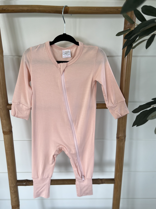 Bamboo Zippered Romper in Light Pink