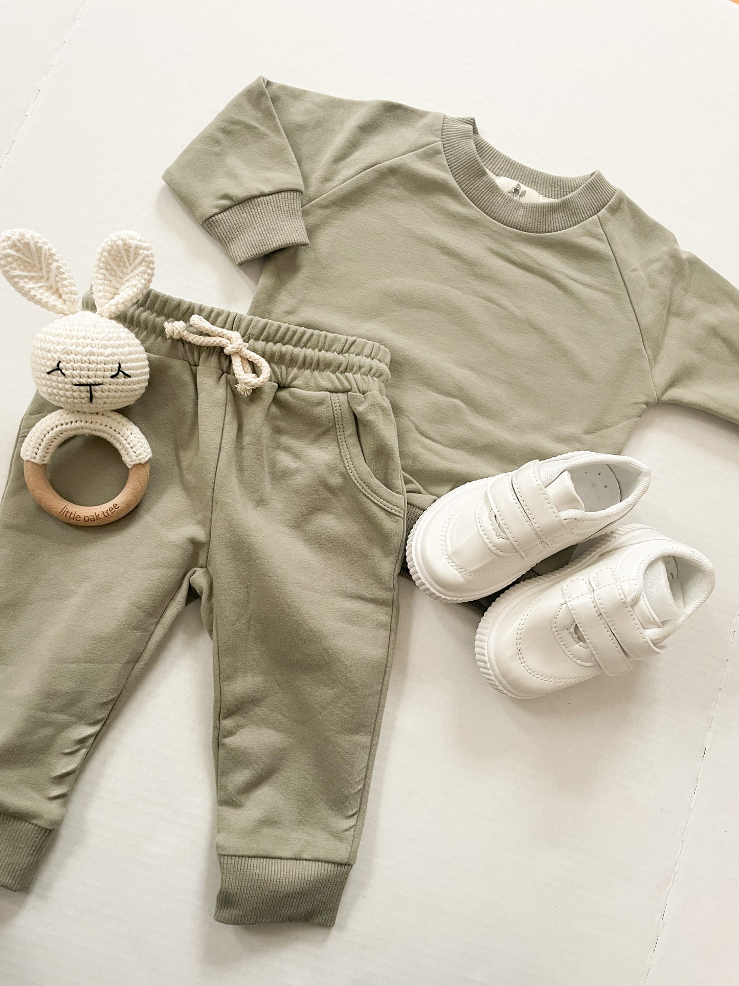 French Terry Tracksuit-Olive Green