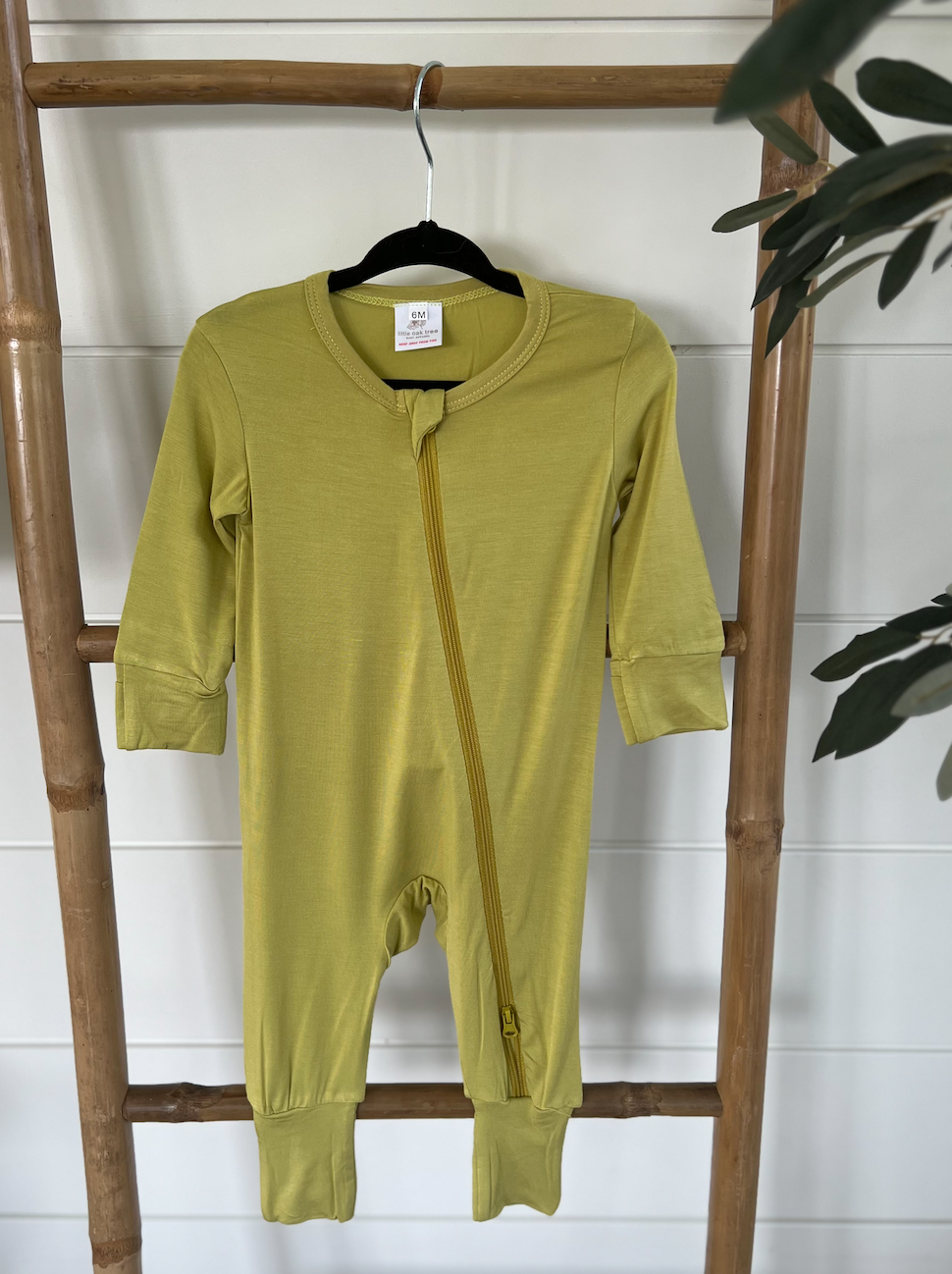 Bamboo Zippered Romper in Light Olive